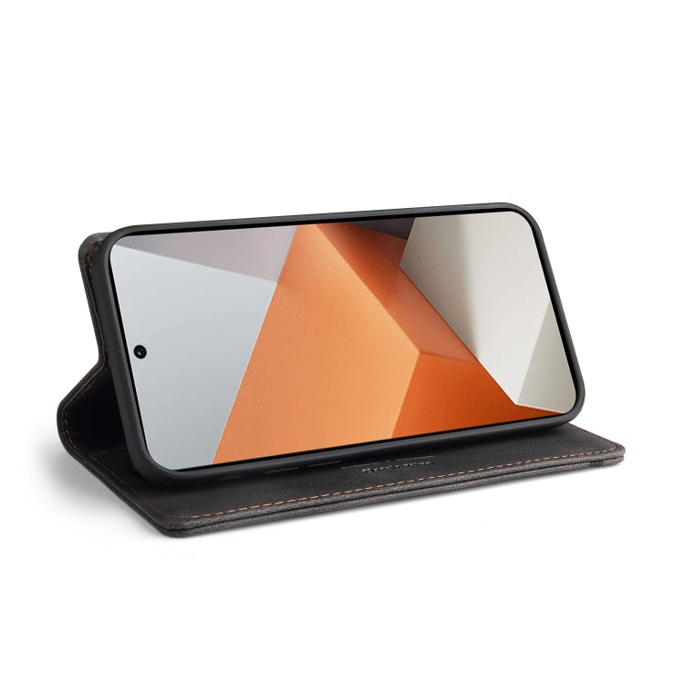 For Xiaomi Redmi Note 13 Pro+ Skin Feel Anti-theft Brush Horizontal Flip Leather Case with Holder(Black)