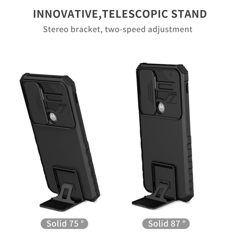 For Motorola Moto G Stylus 5G Stereoscopic Holder Sliding Camshield Phone Case(Black)