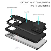 For Motorola Moto G Stylus 5G Stereoscopic Holder Sliding Camshield Phone Case(Black)