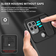 For Motorola Moto G Stylus 5G Stereoscopic Holder Sliding Camshield Phone Case(Black)