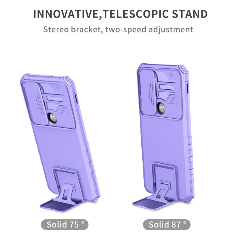For Motorola Moto G Stylus 5G Stereoscopic Holder Sliding Camshield Phone Case(Purple)