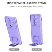 For Motorola Moto G Stylus 5G Stereoscopic Holder Sliding Camshield Phone Case(Purple)
