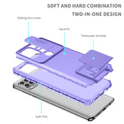 For Motorola Moto G Stylus 5G Stereoscopic Holder Sliding Camshield Phone Case(Purple)