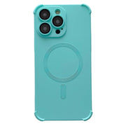 For iPhone 16 Pro Max Four Corner Shockproof Skin Feel MagSafe Magnetic Phone Case(Cyan Blue)
