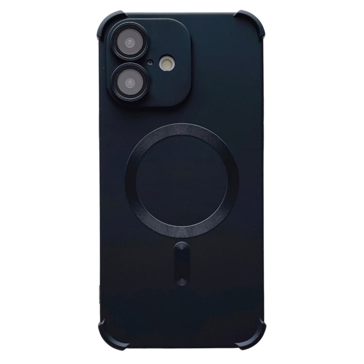 For iPhone 16 Four Corner Shockproof Skin Feel MagSafe Magnetic Phone Case(Black)