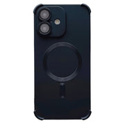 For iPhone 16 Four Corner Shockproof Skin Feel MagSafe Magnetic Phone Case(Black)