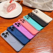 For iPhone 16 Four Corner Shockproof Skin Feel MagSafe Magnetic Phone Case(Black)