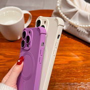 For iPhone 16 Four Corner Shockproof Skin Feel MagSafe Magnetic Phone Case(Black)