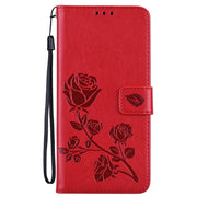 For Xiaomi Redmi Note 13 4G Rose Embossed Flip PU Leather Phone Case(Red)