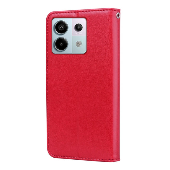 For Xiaomi Redmi Note 13 4G Rose Embossed Flip PU Leather Phone Case(Red)