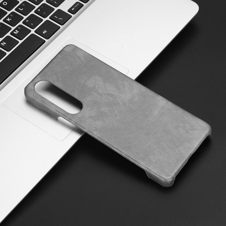 For Sony Xperia 1 V Litchi Texture Back Cover Phone Case(Grey)