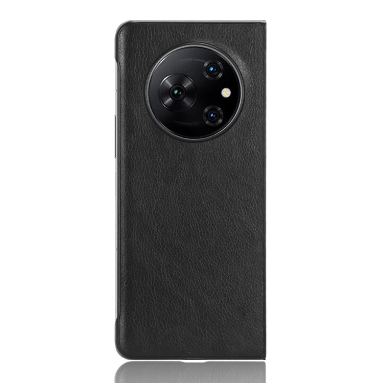 For Tecno Phantom V Fold Litchi Texture Back Cover Phone Case(Black)