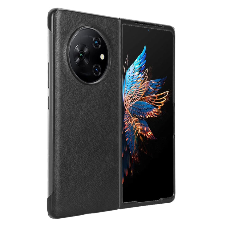 For Tecno Phantom V Fold Litchi Texture Back Cover Phone Case(Black)