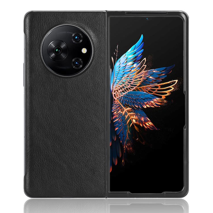 For Tecno Phantom V Fold Litchi Texture Back Cover Phone Case(Black)