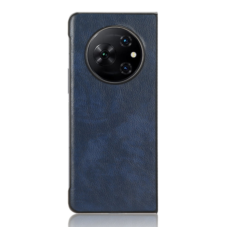 For Tecno Phantom V Fold Litchi Texture Back Cover Phone Case(Blue)