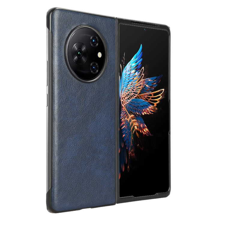 For Tecno Phantom V Fold Litchi Texture Back Cover Phone Case(Blue)