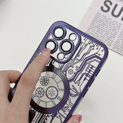 For iPhone 14 Plus Electroplated Circuit Board Pattern MagSafe Phone Case(Sierra Blue)