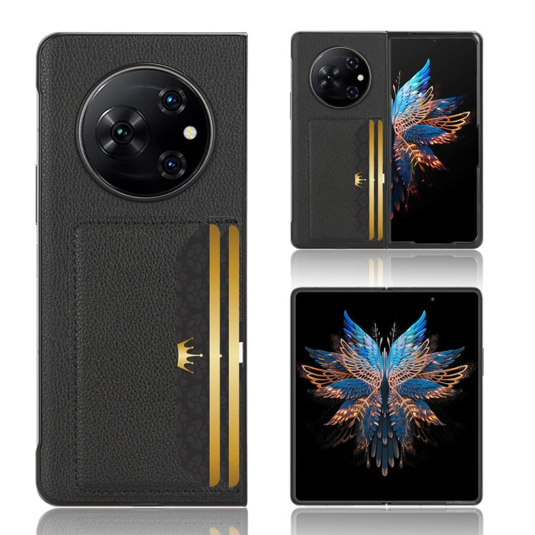 For Tecno Phantom V Fold Litchi Texture Card Slots Back Cover Phone Case(Black)