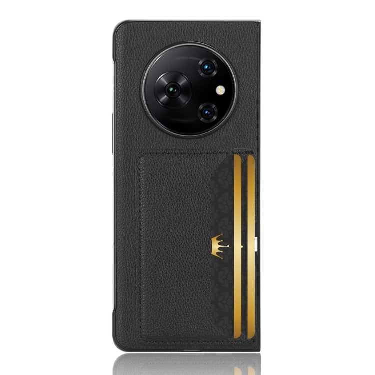 For Tecno Phantom V Fold Litchi Texture Card Slots Back Cover Phone Case(Black)