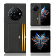 For Tecno Phantom V Fold Litchi Texture Card Slots Back Cover Phone Case(Black)