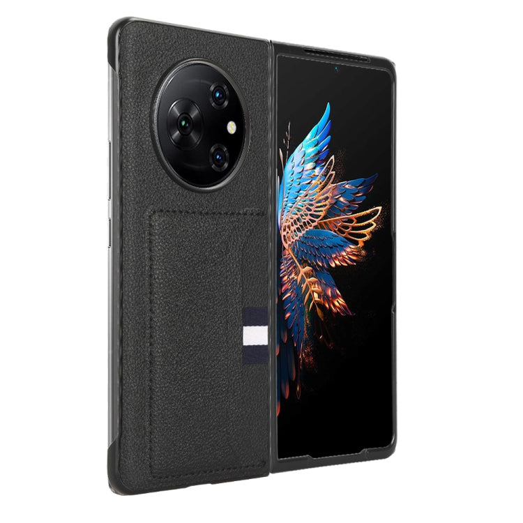 For Tecno Phantom V Fold Litchi Texture Card Slots Back Cover Phone Case(Black)