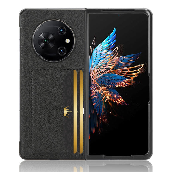 For Tecno Phantom V Fold Litchi Texture Card Slots Back Cover Phone Case(Black)