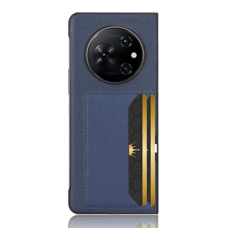 For Tecno Phantom V Fold Litchi Texture Card Slots Back Cover Phone Case(Blue)
