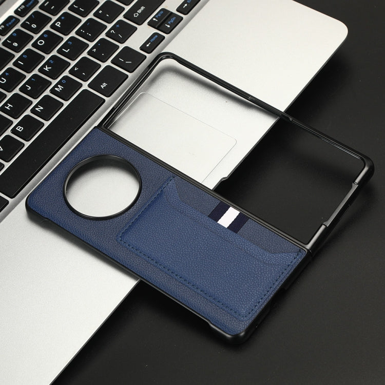 For Tecno Phantom V Fold Litchi Texture Card Slots Back Cover Phone Case(Blue)