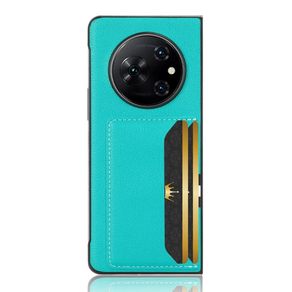 For Tecno Phantom V Fold Litchi Texture Card Slots Back Cover Phone Case(Green)