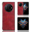 For Tecno Phantom V Fold Cow Pattern Sewing Back Cover Phone Case(Red) - Tecno Cases by PMC TechLife | Online Shopping South Africa | PMC TechLife | Buy Now Pay Later Mobicred