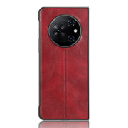 For Tecno Phantom V Fold Cow Pattern Sewing Back Cover Phone Case(Red)