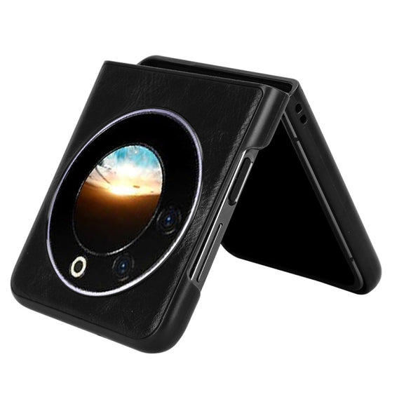 For Tecno Phantom V Flip Cow Pattern Sewing Back Cover Phone Case(Black)
