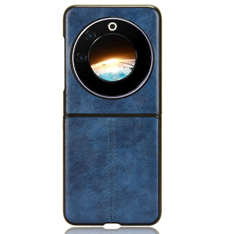 For Tecno Phantom V Flip Cow Pattern Sewing Back Cover Phone Case(Blue)