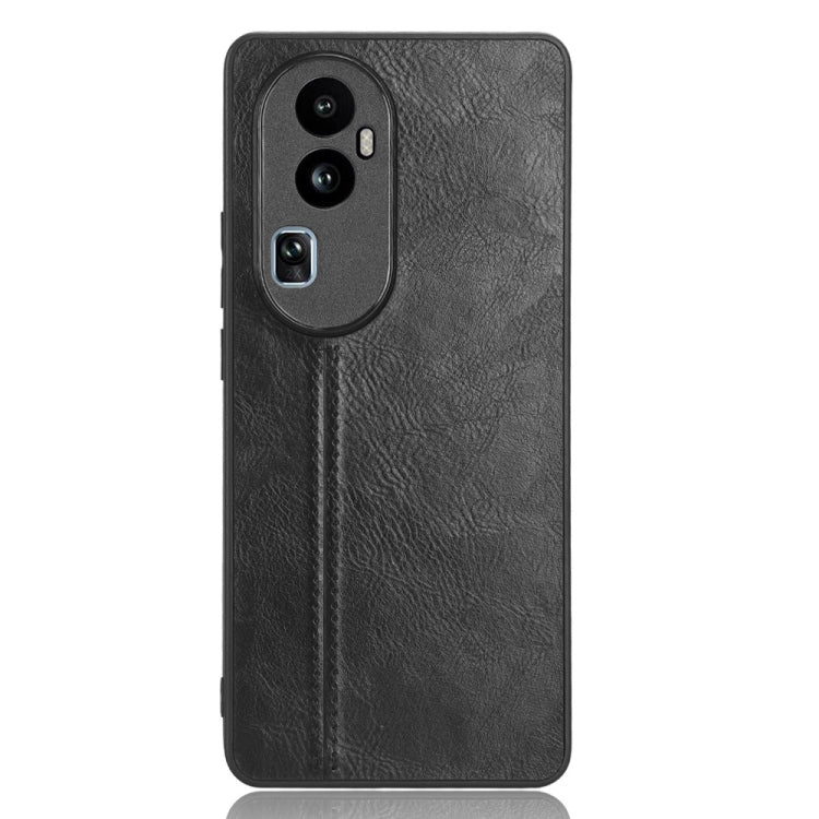 For OPPO Reno 10 Pro 5G Cow Pattern Sewing Back Cover Phone Case(Black)