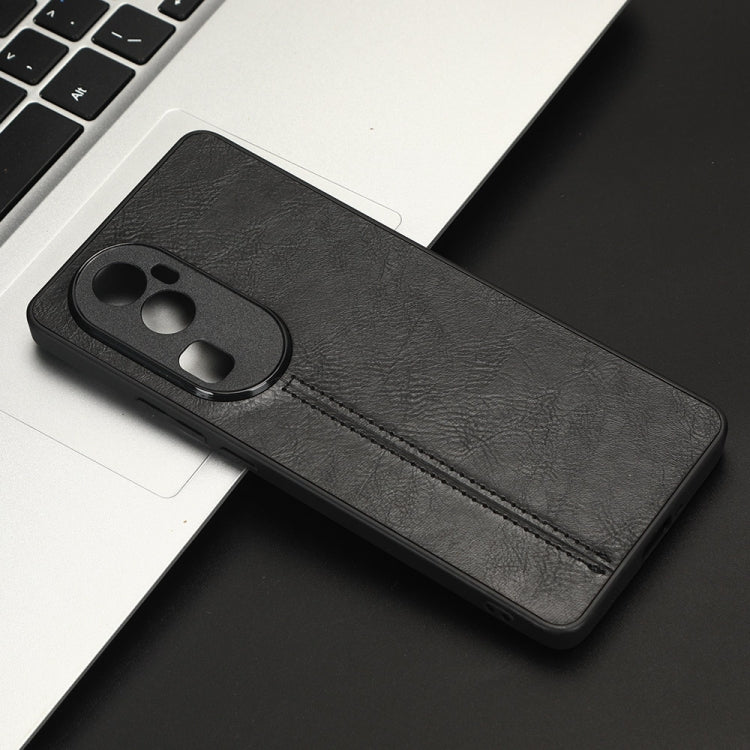 For OPPO Reno 10 Pro 5G Cow Pattern Sewing Back Cover Phone Case(Black)