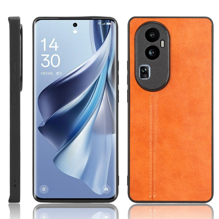 For OPPO Reno 10 Pro 5G Cow Pattern Sewing Back Cover Phone Case(Yellow)