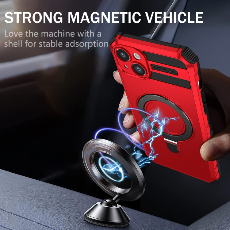 For iPhone 15 MagSafe Magnetic Holder Phone Case(Red)