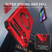For iPhone 15 MagSafe Magnetic Holder Phone Case(Red)