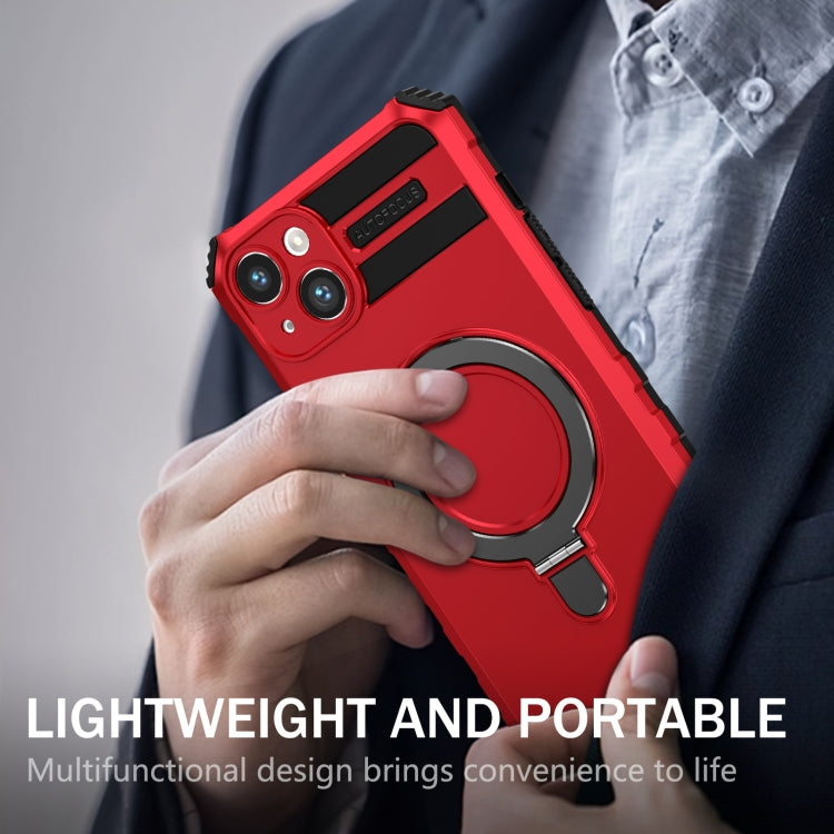 For iPhone 15 MagSafe Magnetic Holder Phone Case(Red)