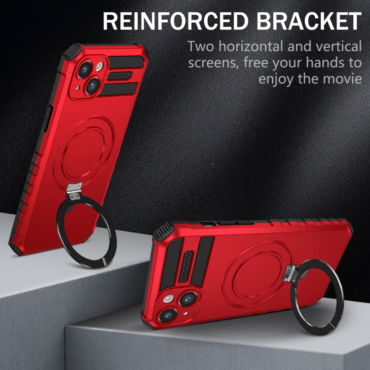 For iPhone 15 Plus MagSafe Magnetic Holder Phone Case(Red)