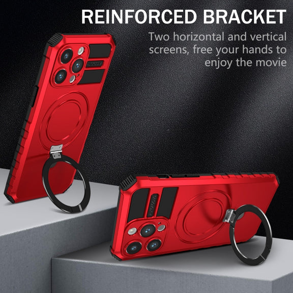 For iPhone 15 Pro MagSafe Magnetic Holder Phone Case(Red)