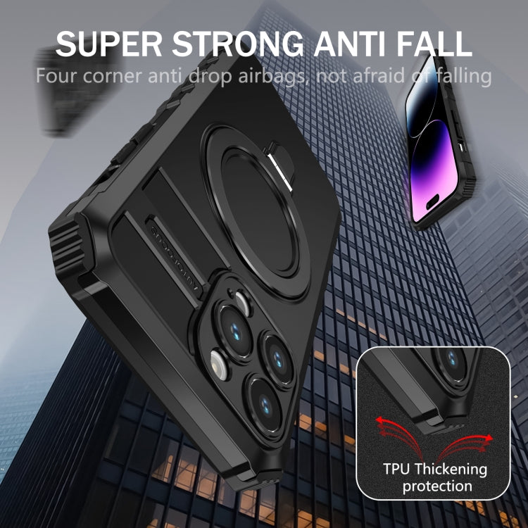 For iPhone 15 Pro Max MagSafe Magnetic Holder Phone Case(Black)