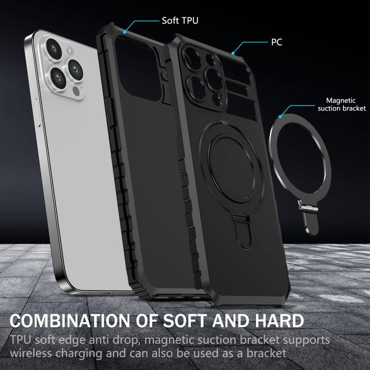 For iPhone 15 Pro Max MagSafe Magnetic Holder Phone Case(Black)