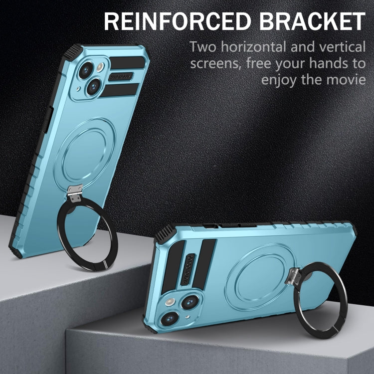 For iPhone 14 MagSafe Magnetic Holder Phone Case(Light Blue)