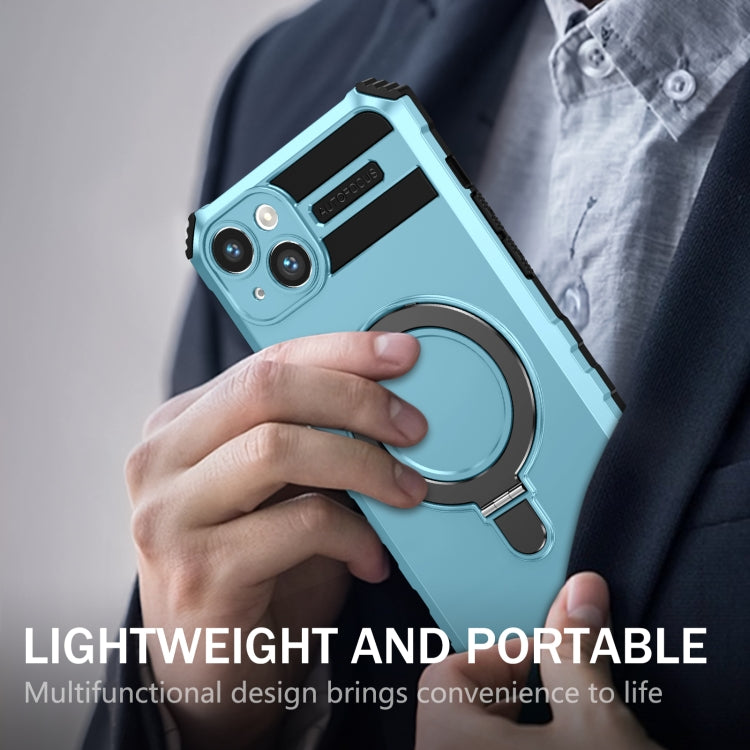 For iPhone 14 MagSafe Magnetic Holder Phone Case(Light Blue)