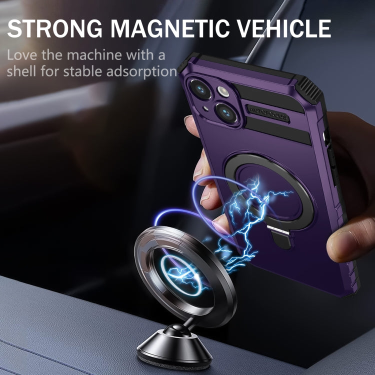 For iPhone 14 MagSafe Magnetic Holder Phone Case(Purple)
