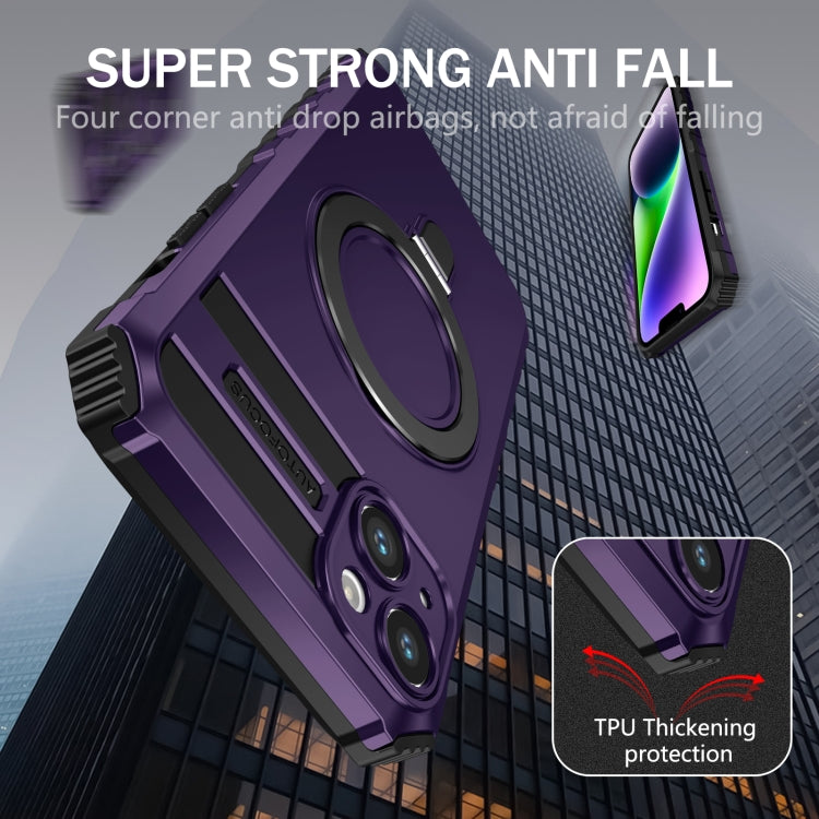 For iPhone 14 MagSafe Magnetic Holder Phone Case(Purple)