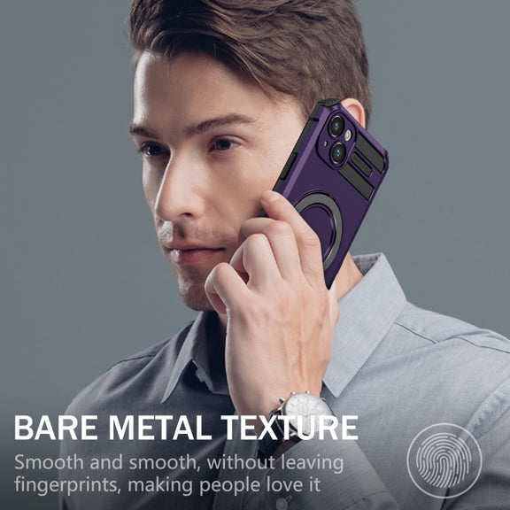 For iPhone 14 MagSafe Magnetic Holder Phone Case(Purple)