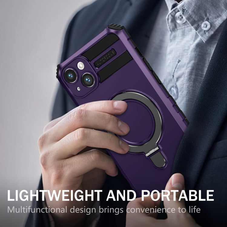 For iPhone 14 MagSafe Magnetic Holder Phone Case(Purple)