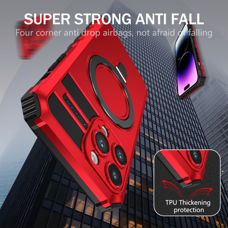 For iPhone 14 Pro MagSafe Magnetic Holder Phone Case(Red)